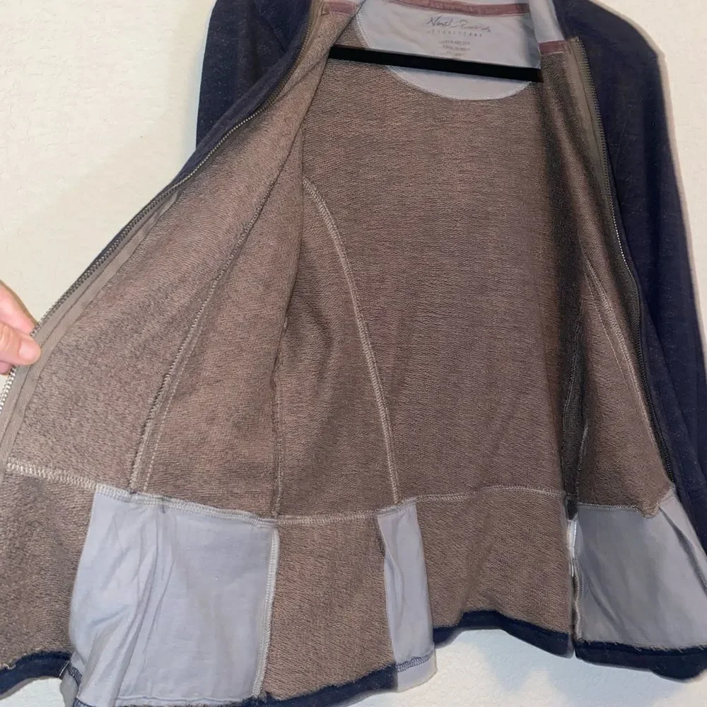 North river hoodie sweater boho hippie flare triangle peasant prairie m zip Gorp